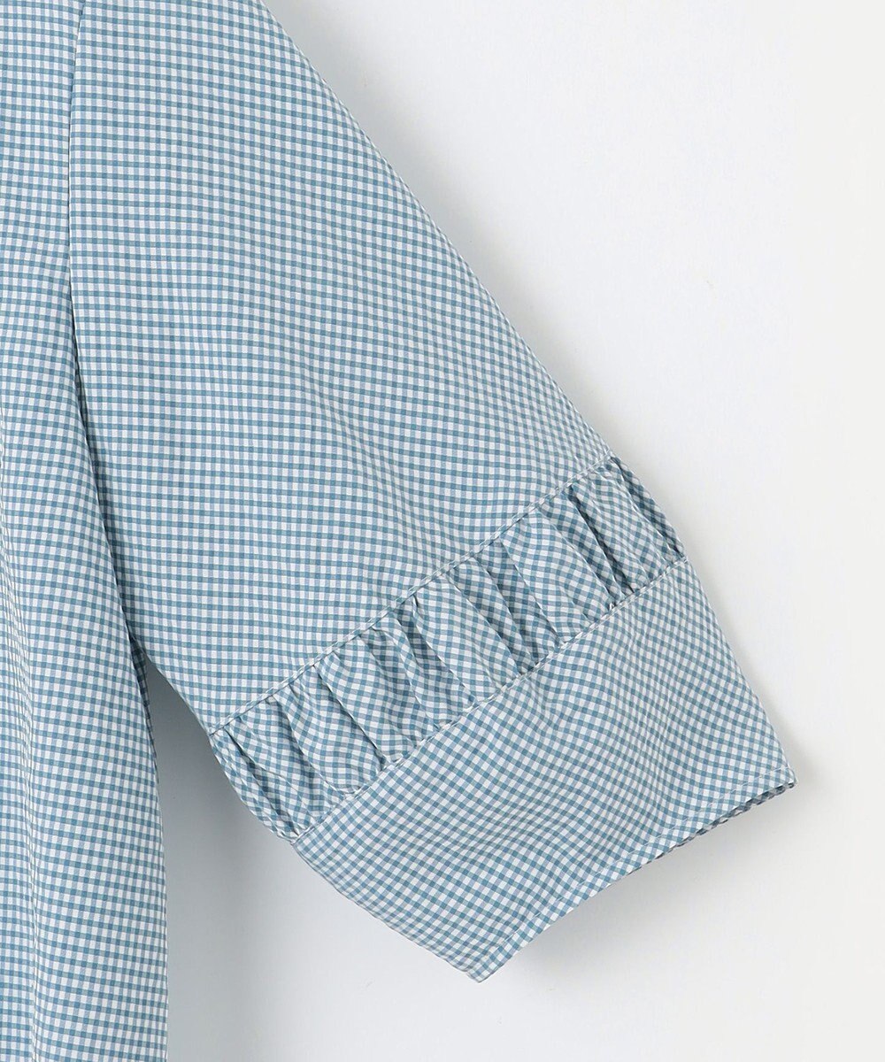 J.PRESS LADIES L 【洗える】アセVis ギンガム ボリュームスリーブ ブラウス 