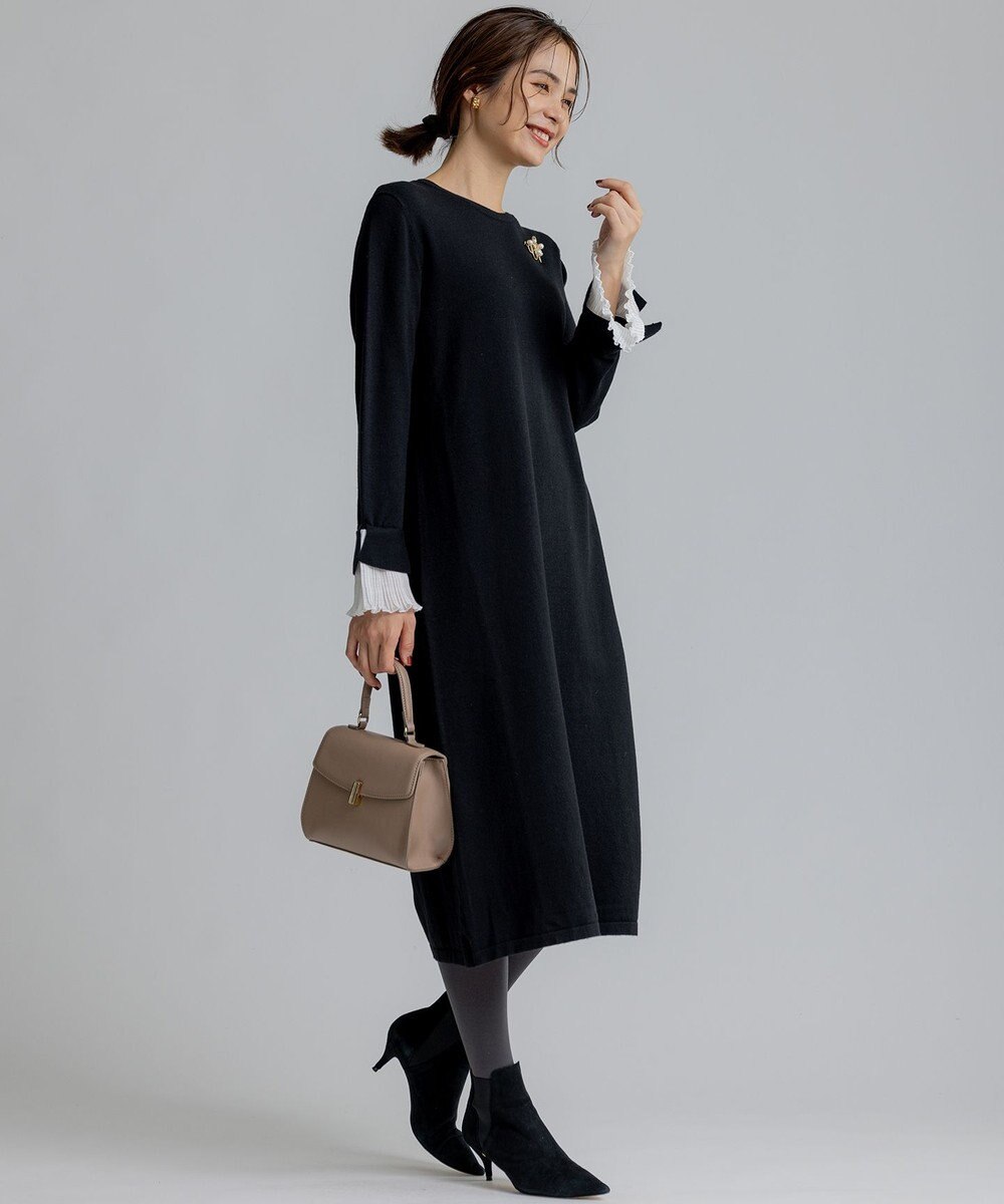 組曲 S 袖フリルニット ワンピース 