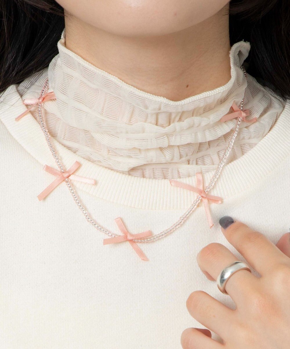 WEGO Lビーズサテンリボンネックレス 