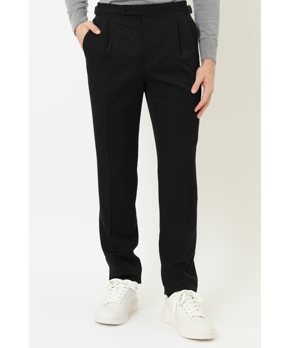 DAKS ツータックサイドベルトウールパンツ 