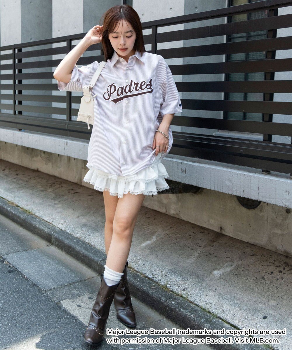 WEGO 【ユニセックス着用ITEM】別注MLBストライプグラフィックシャツ（SS） 