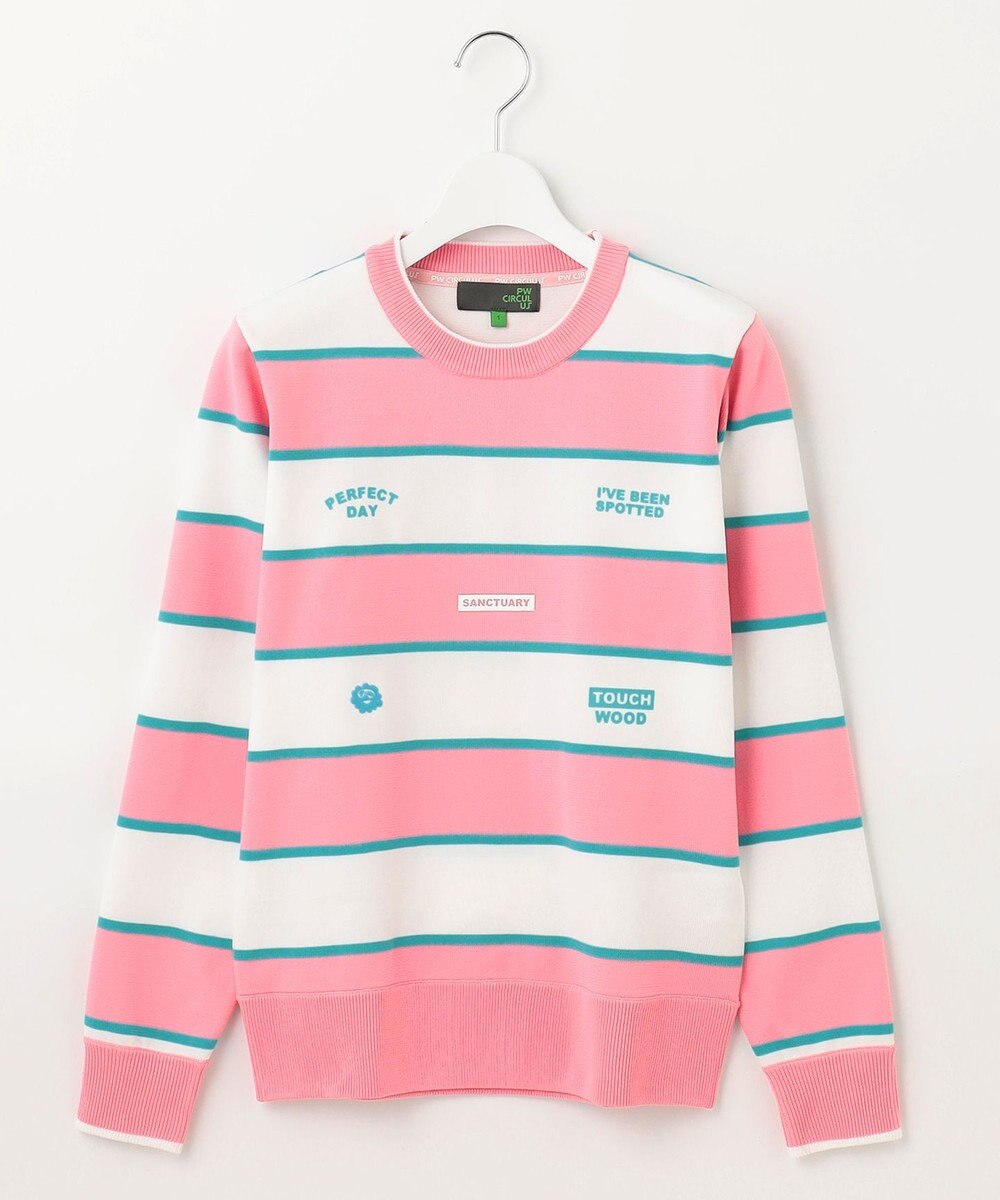 PW CIRCULUS 【WOMEN】【洗える/イージーケア】ロゴ ボーダー ニット ゴルフウェア レディース 