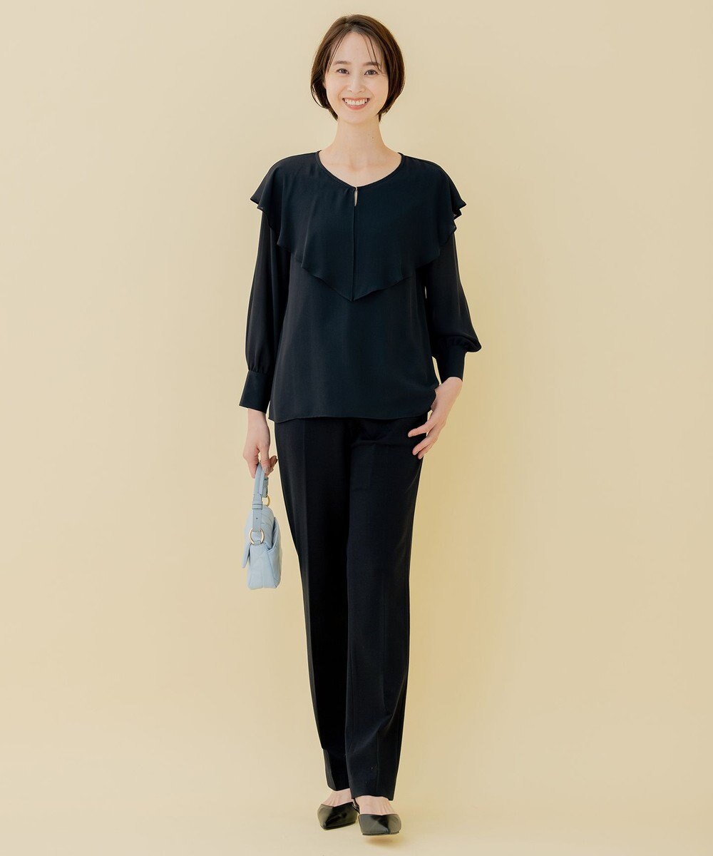 自由区 【XSサイズ～/洗える】ロイヤルシフォン ラッフルブラウス 