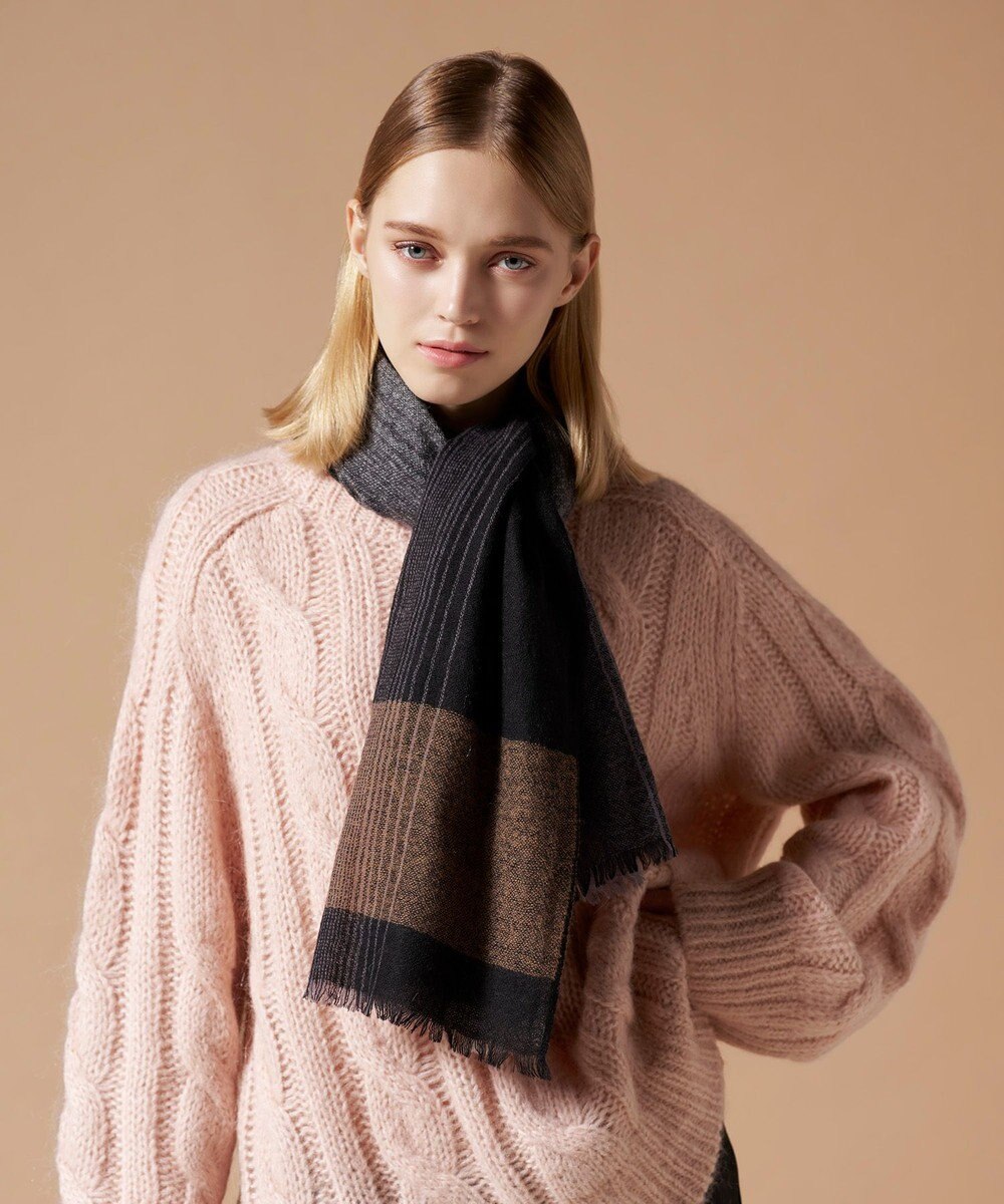 MOONBAT FURLA(フルラ）カシミヤ100％ オンブレー チェック ストール 手洗いOK 