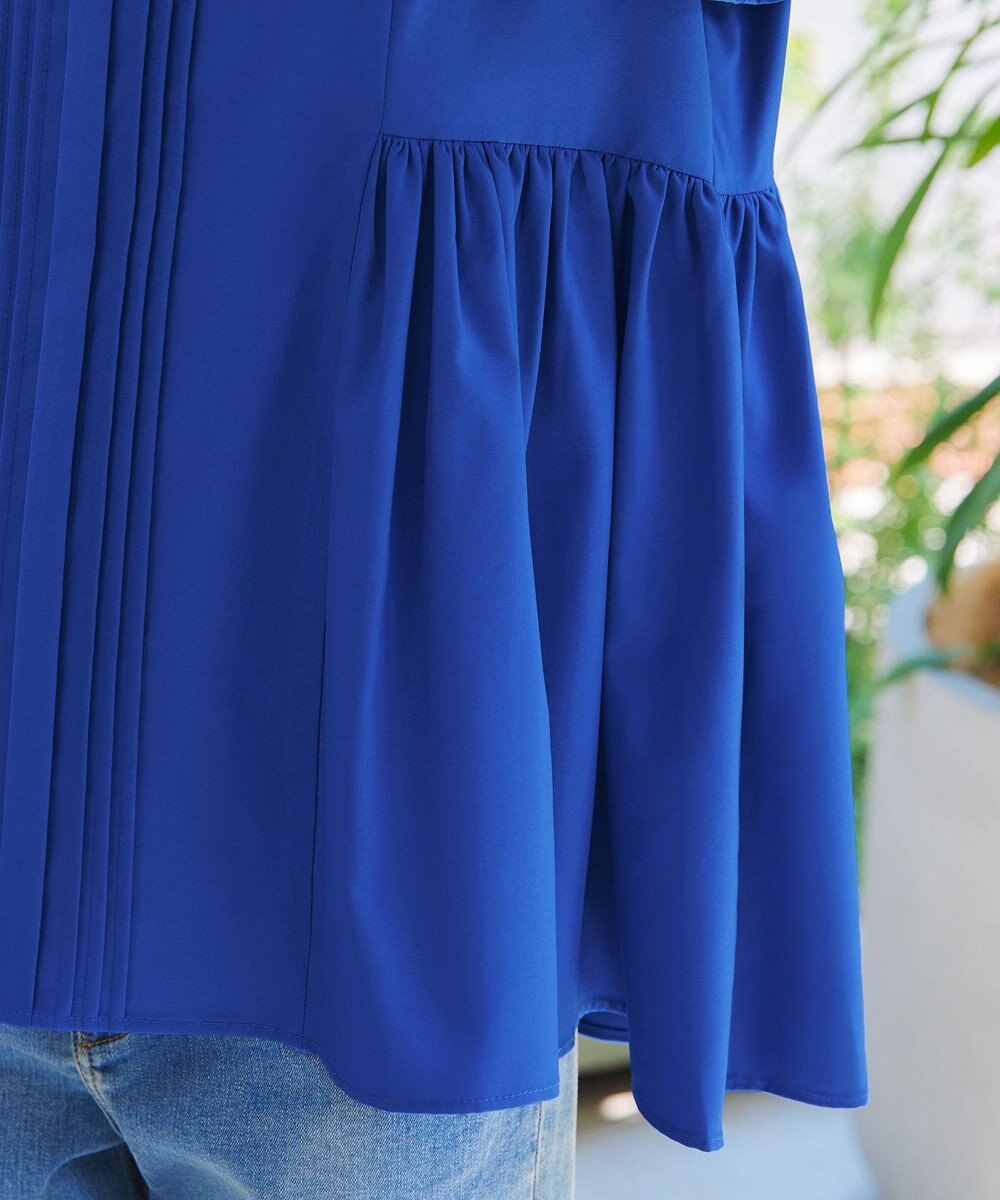 Tiaclasse 【洗える】ペプラムギャザーピンタックブラウス 