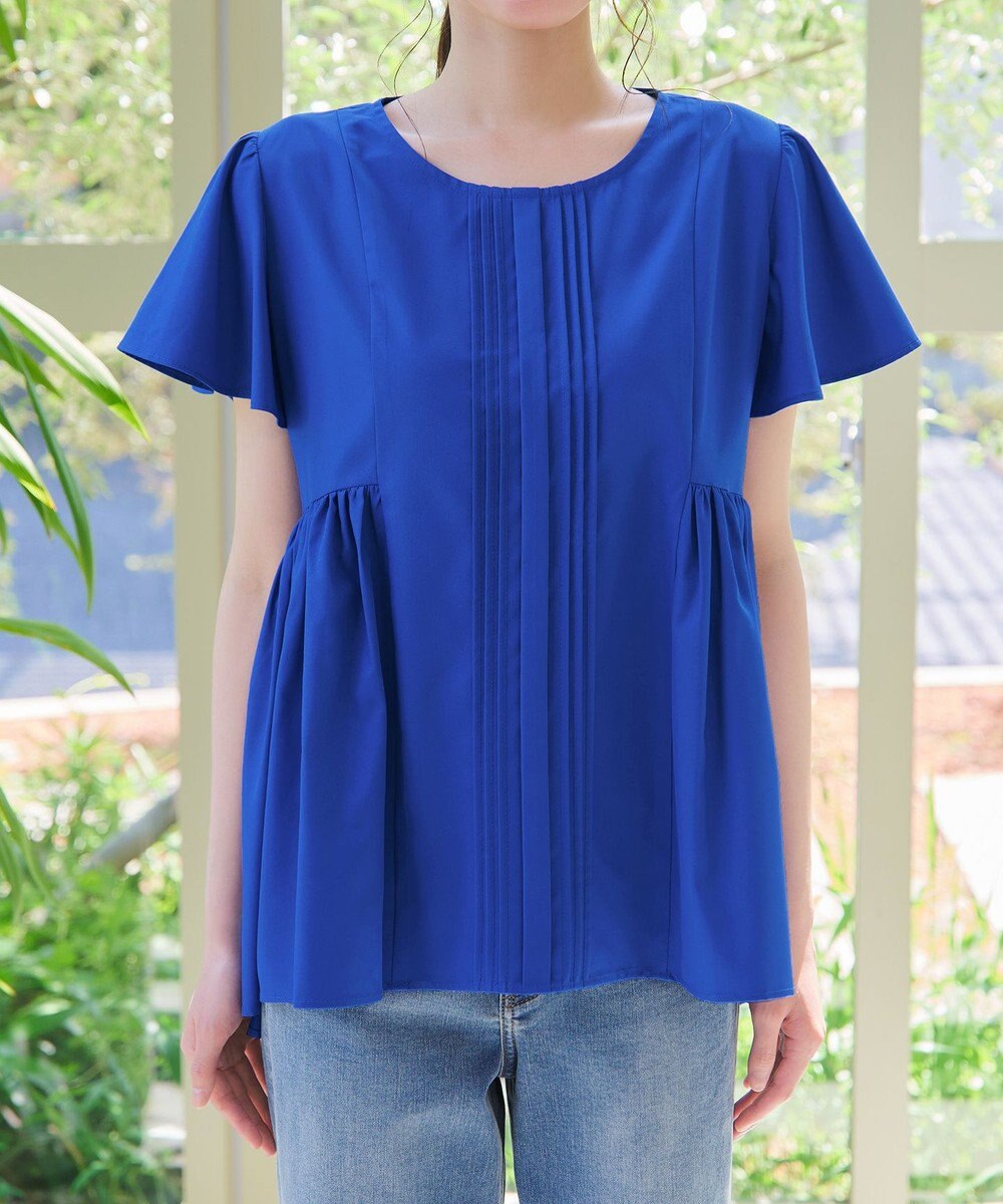 Tiaclasse 【洗える】ペプラムギャザーピンタックブラウス 