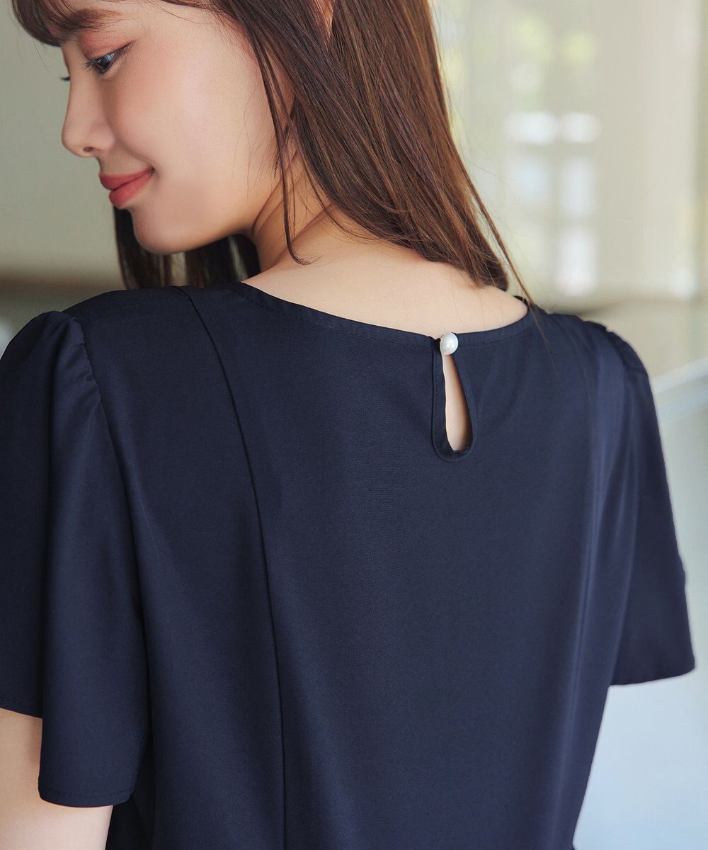 Tiaclasse 【洗える】ペプラムギャザーピンタックブラウス 