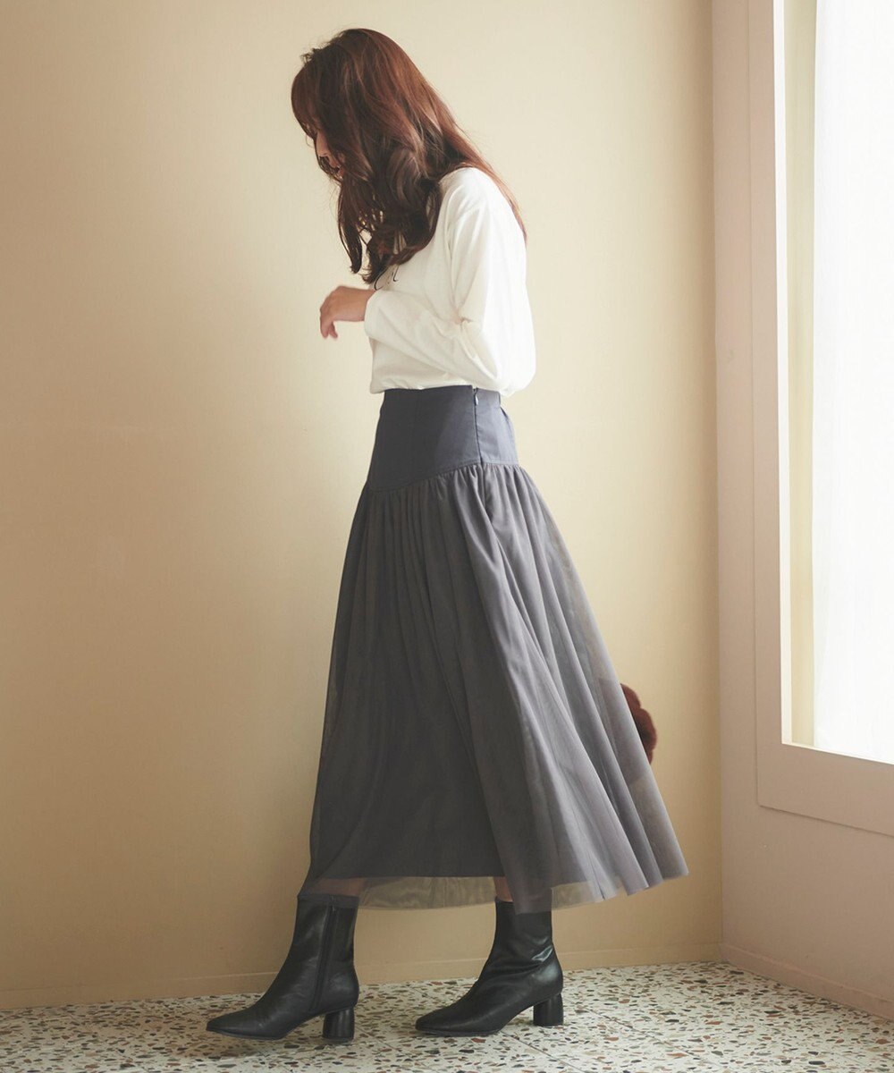 Feroux 【洗える】コルセットチュール スカート 