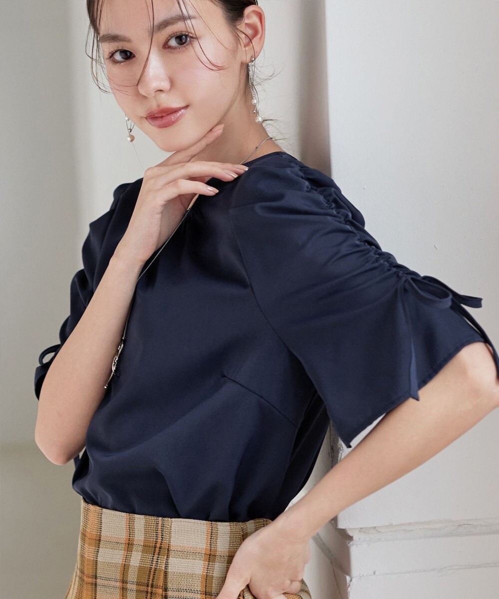 Tiaclasse 【洗える】ボリュームスリーブリボンブラウス 