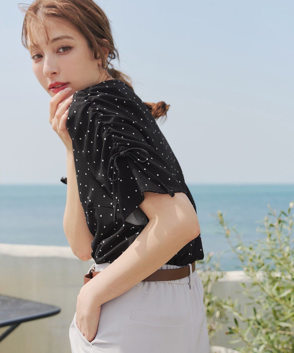 Tiaclasse 【洗える】ボリュームスリーブリボンブラウス 