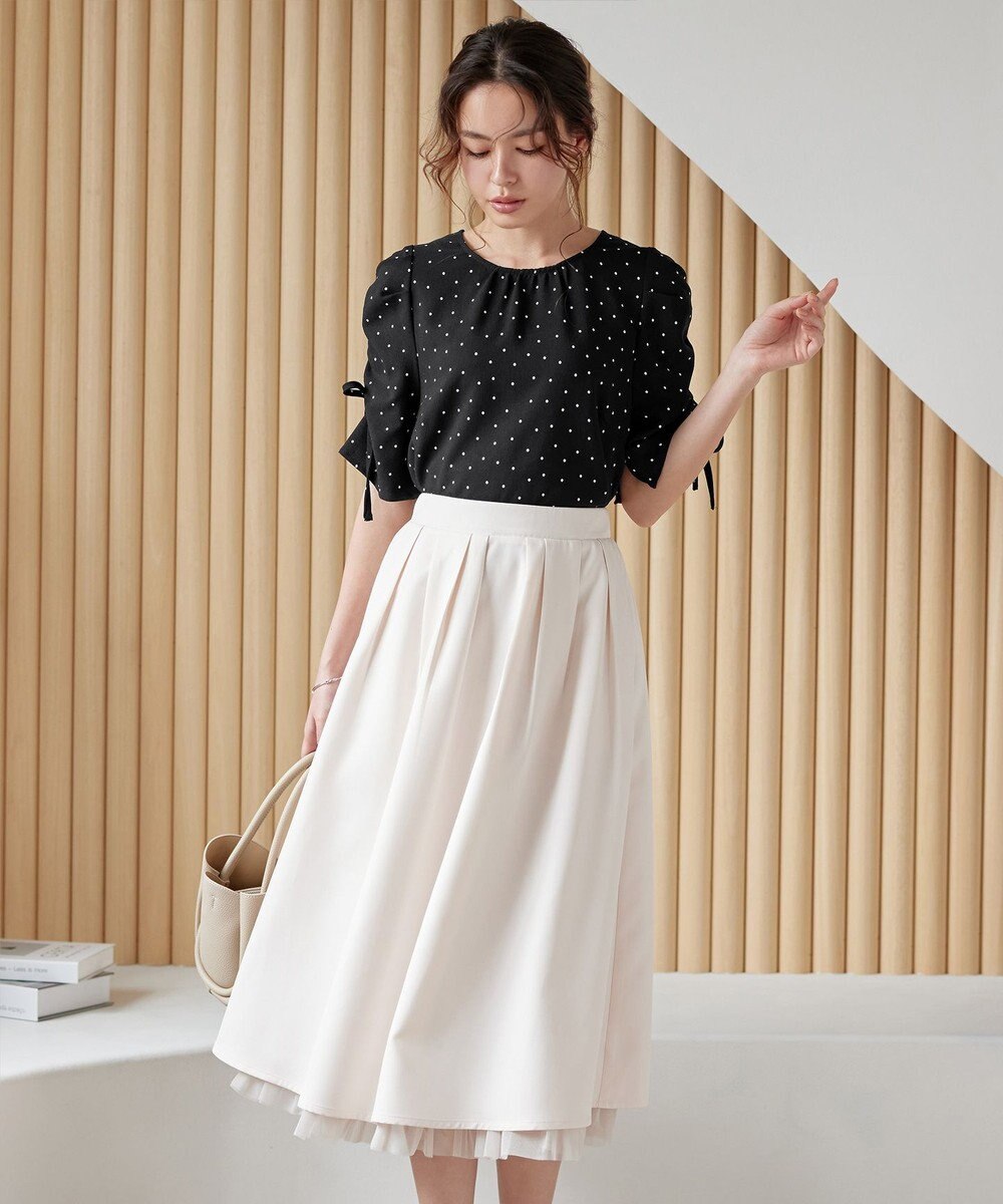 Tiaclasse 【洗える】ボリュームスリーブリボンブラウス 