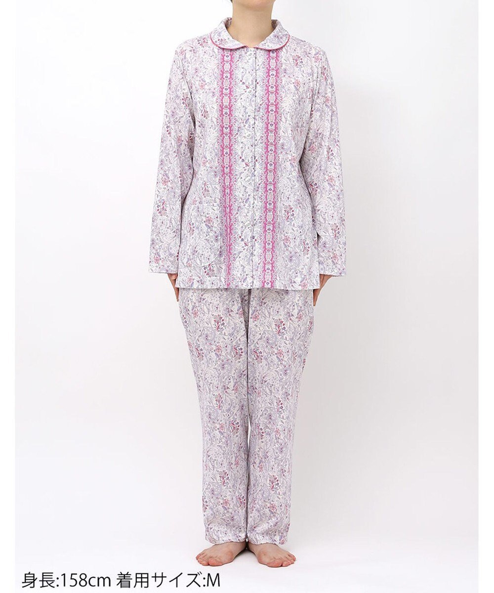WACOAL パジャマ 長袖 長ズボン 綿100%(本体) 天竺素材 ミントン レディース NDX560 /ワコール 