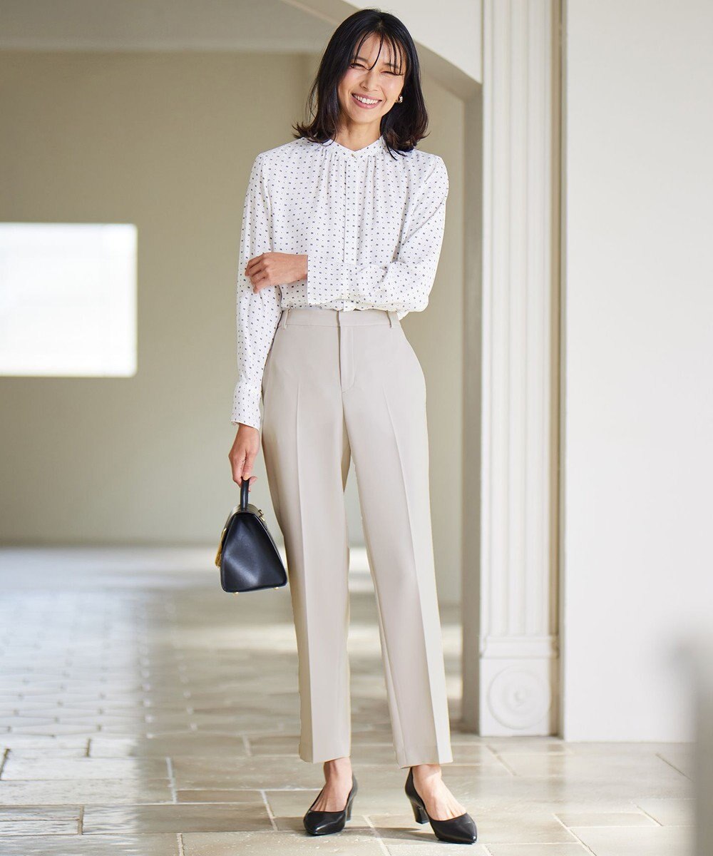 23区 S スクエアドット プリント ブラウス 