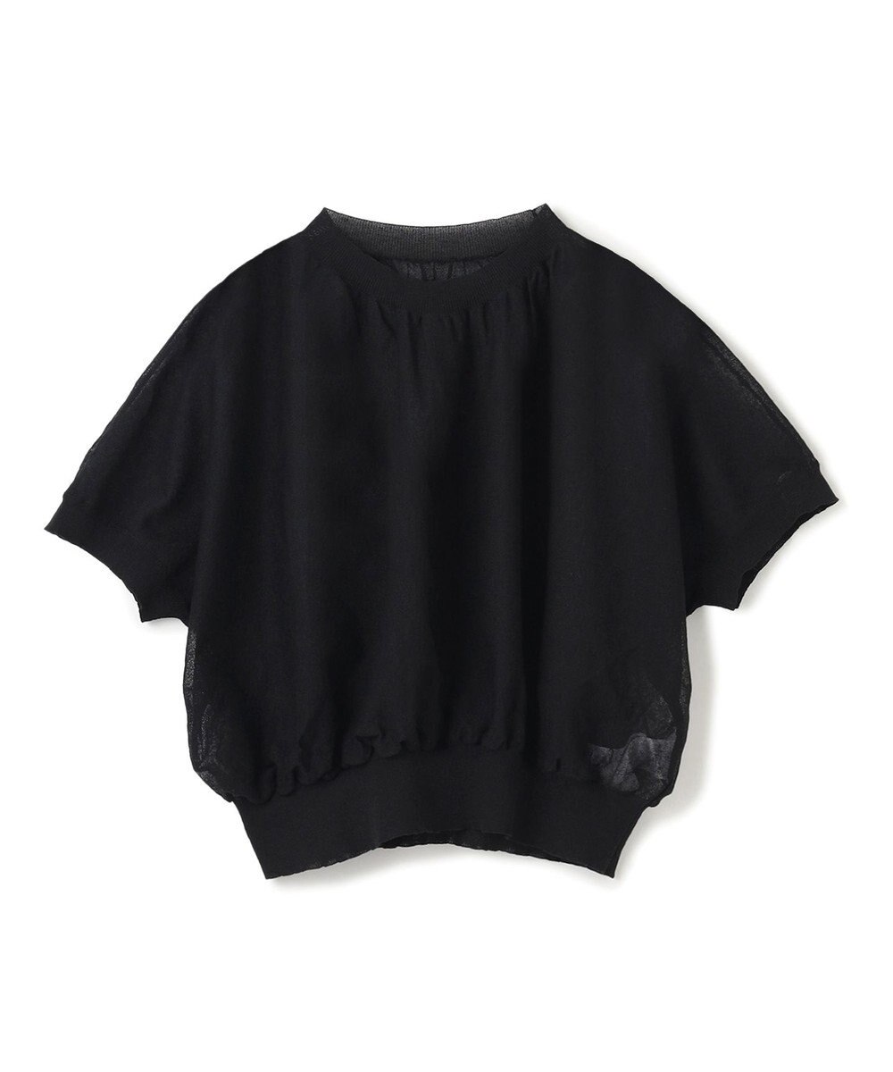 BEIGE， 【洗える・Oggi 7月号掲載】LUPINUS / リネン混半袖プルオーバーギャザーニット 