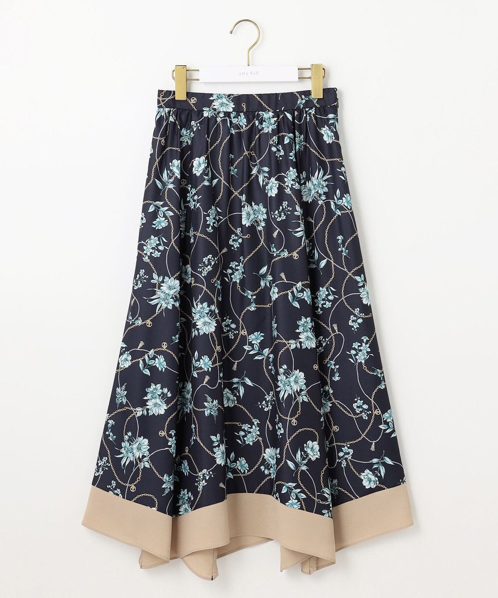ANY SIS 【洗える】スカーフデザインプリント スカート 