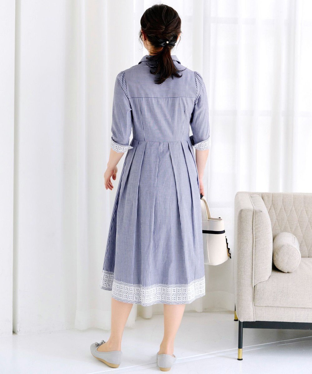 Tiaclasse L 【洗える】レースコンビシャツワンピース 