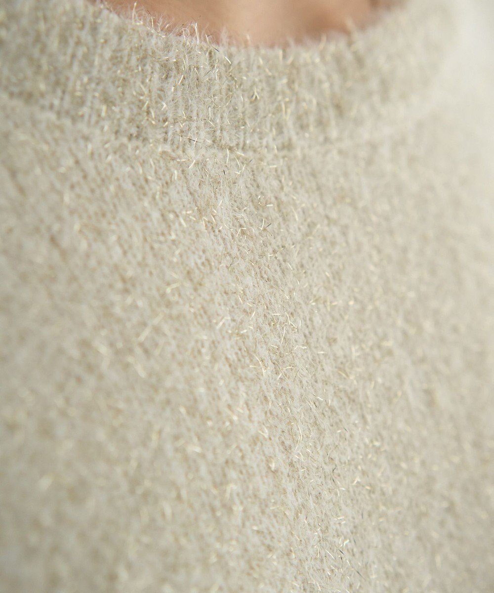 YECCA VECCA ラメフェザー袖フリンジニット 