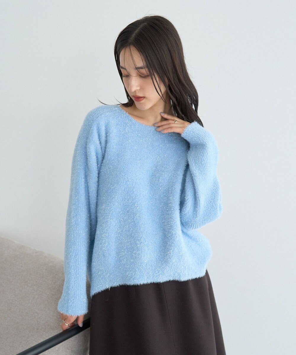 YECCA VECCA ラメシャギードルマンニット 