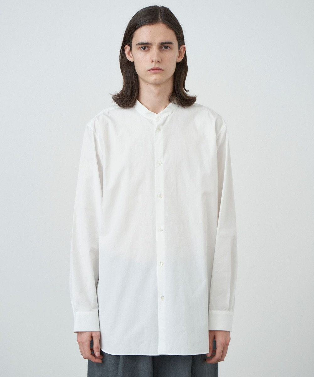 ATON SUVIN BROAD | バンドカラーシャツ - UNISEX WHITE