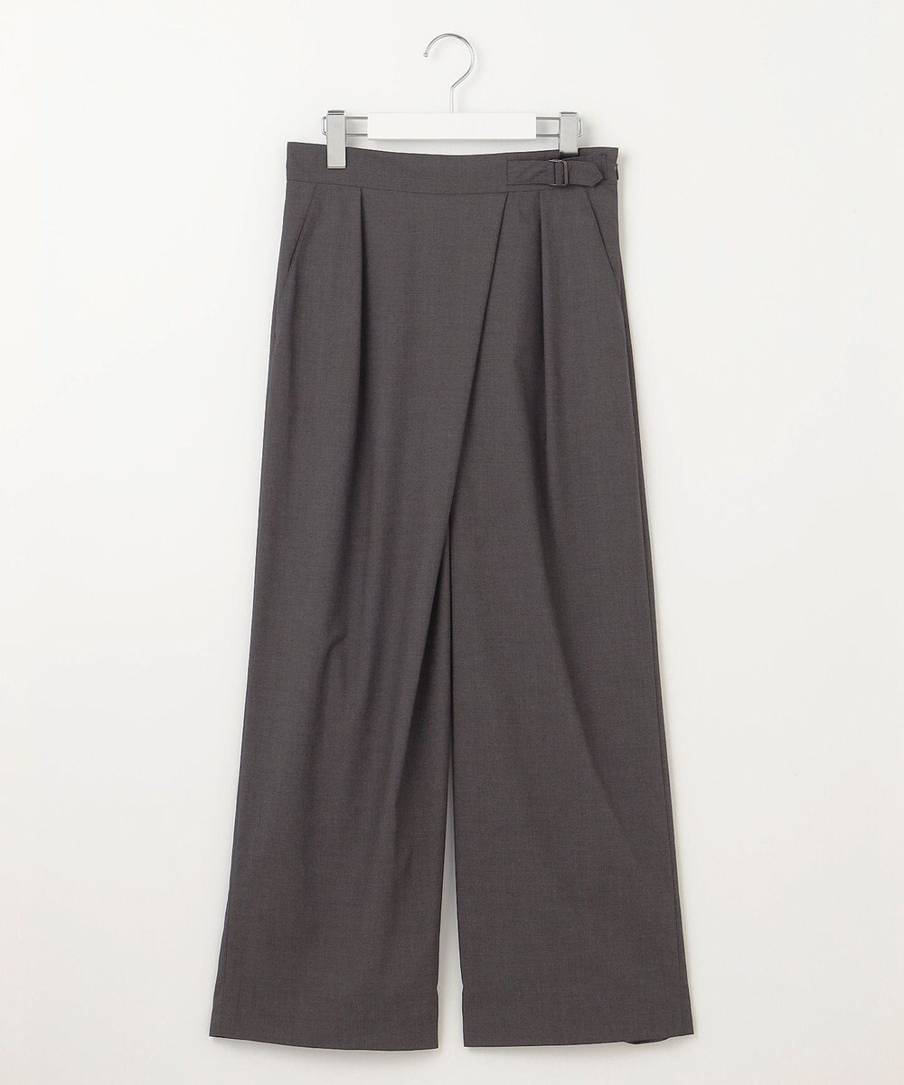 J.PRESS LADIES 【洗える】ストレッチタイプライター ラップディテール ワイド パンツ 