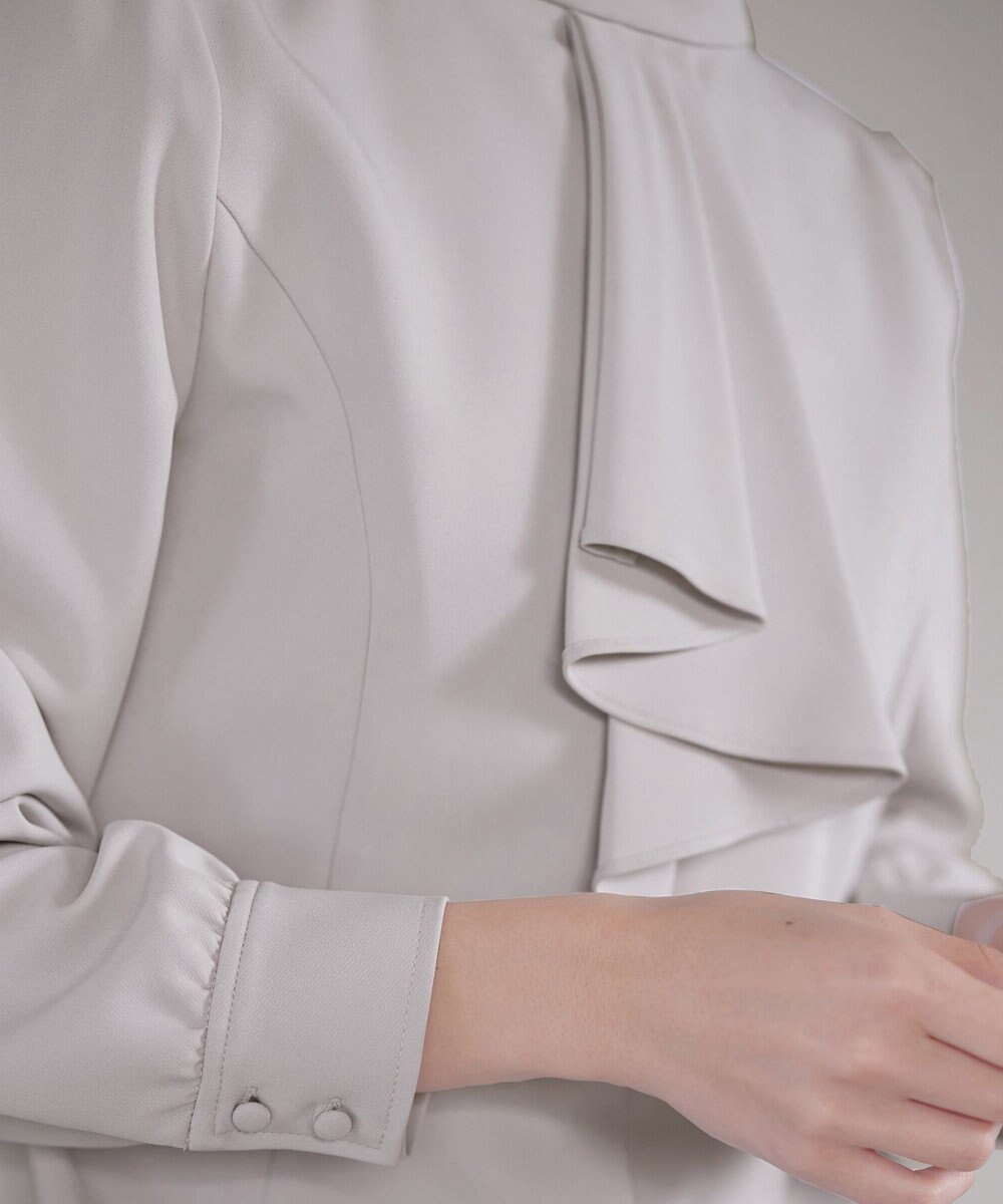 Tiaclasse L 【ダブルクロス】【洗える】フリルドレープワンピース 