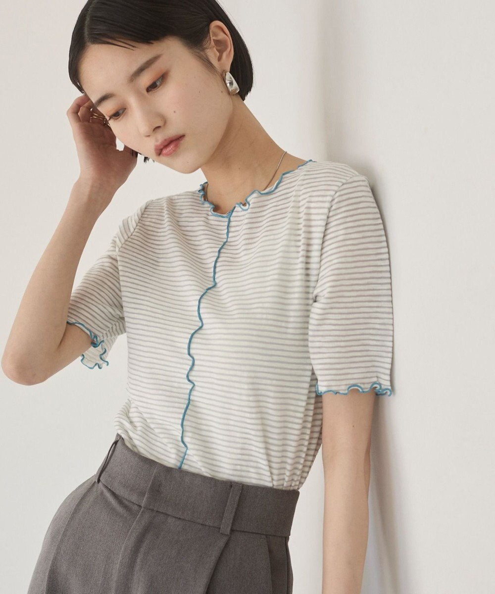 WEGO 【ANGIE VINTAGE】シアーボーダーメロウトップス 