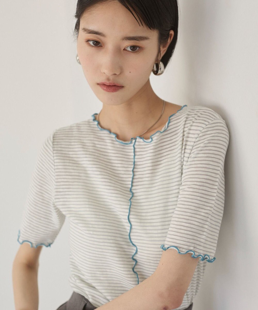 WEGO 【ANGIE VINTAGE】シアーボーダーメロウトップス 