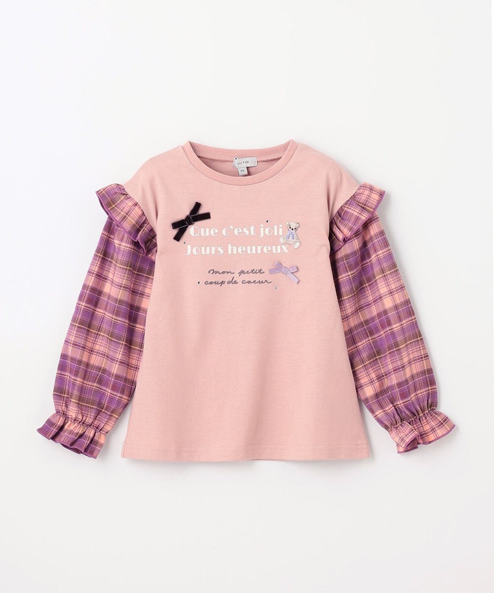 ANY KIDS チェック袖 ドッキング プルオーバー 