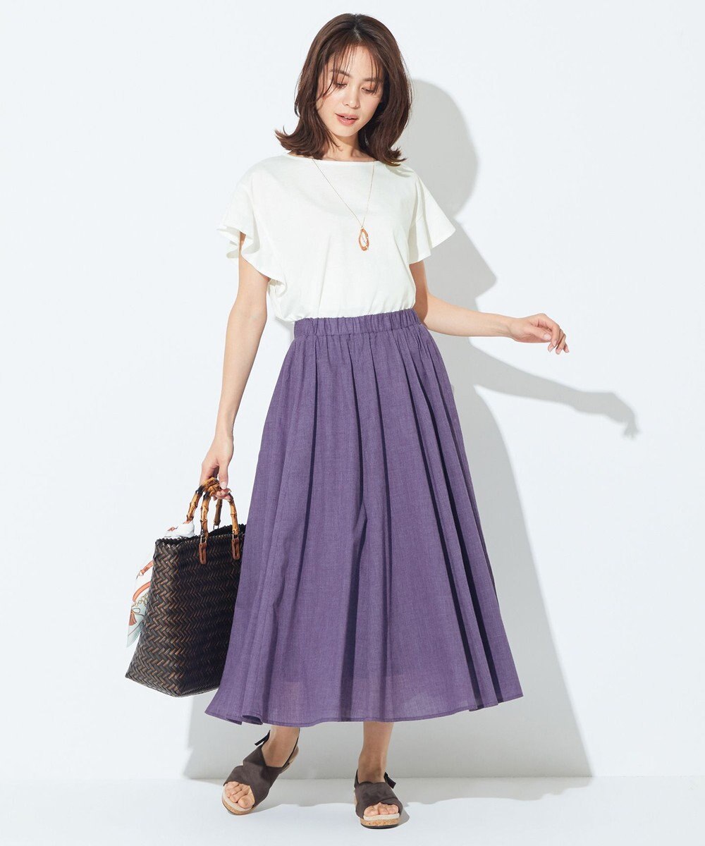 ANY 【ウエストゴム】シャンブレーライク スカート 