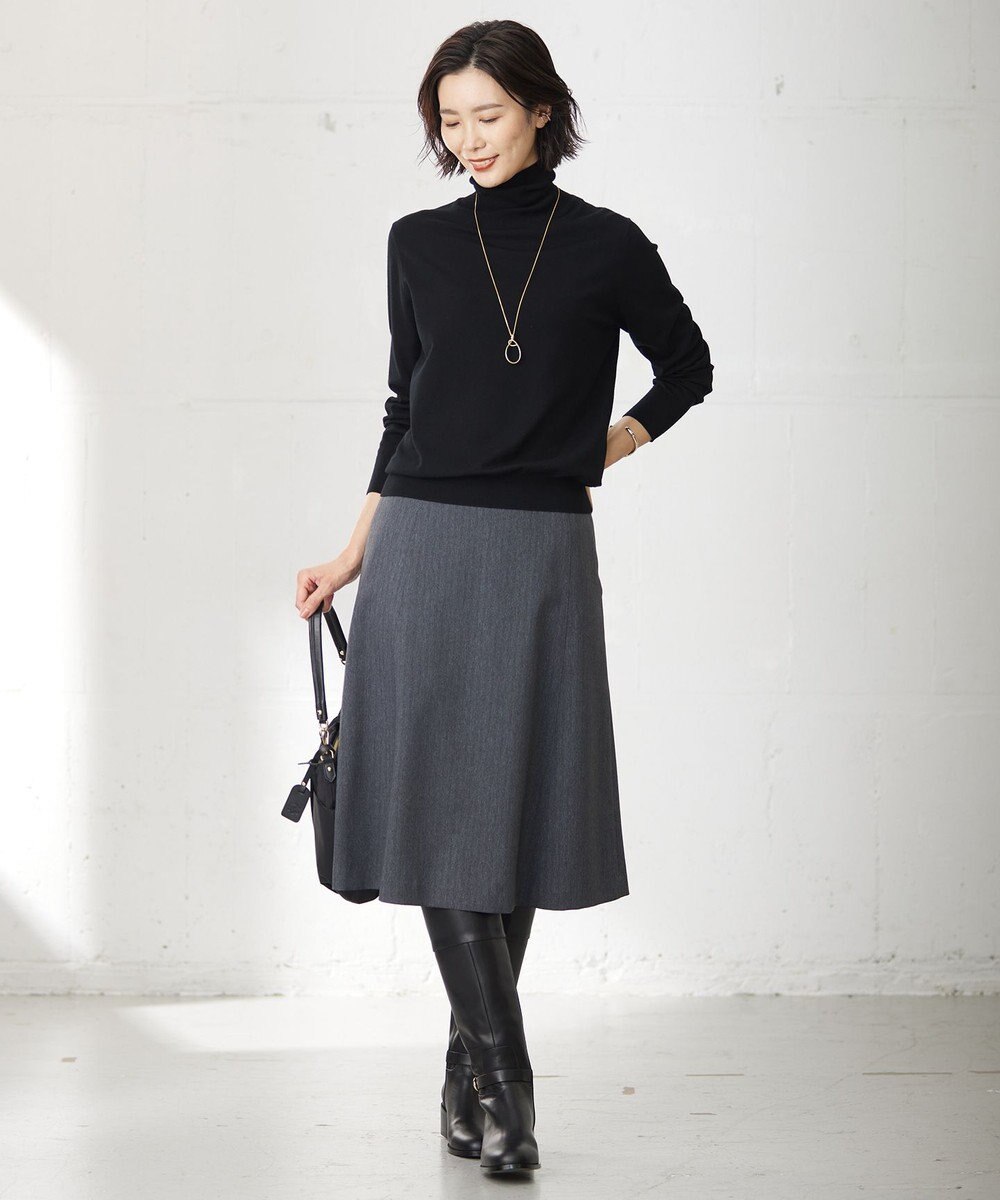 J.PRESS LADIES S 【洗える】LANATEC シャークスキン&ヘリンボーン スカート 