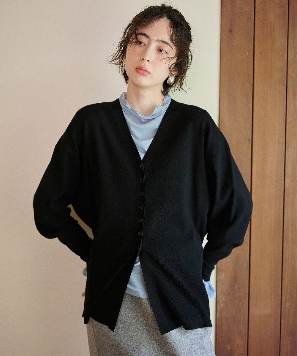 #Newans 【洗える】ファインボタンＶネックカーディガン 