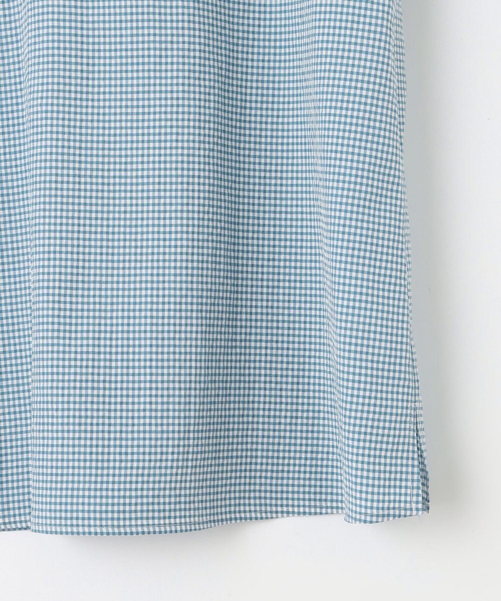 J.PRESS LADIES L 【洗える】アセVis ギンガム ボリュームスリーブ ブラウス 