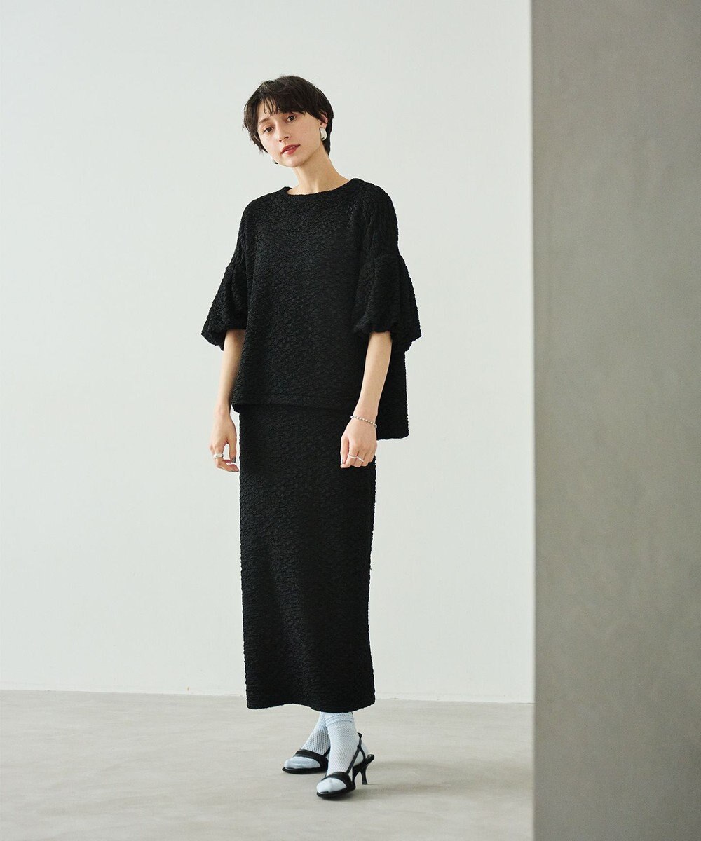 #Newans 【金子綾さんインスタライブご紹介アイテム】（セットアップ可能）ふくれジャガード タイトスカート 