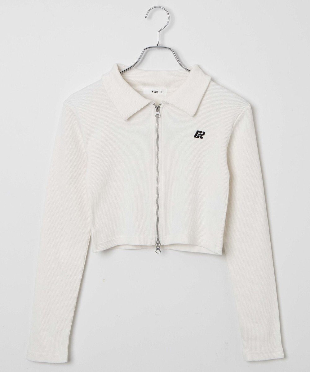 WEGO ワンポイント刺繍WZIP長袖トップス 