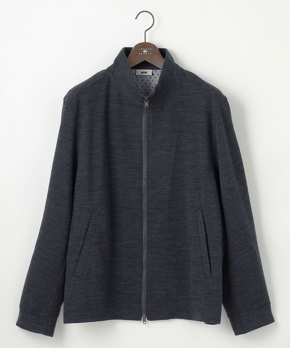 JOSEPH ABBOUD 【キングサイズ・ストレッチ/ソフト/洗える/JAPANファブリック】ウールブロックピケ スタンドジップ アウター 