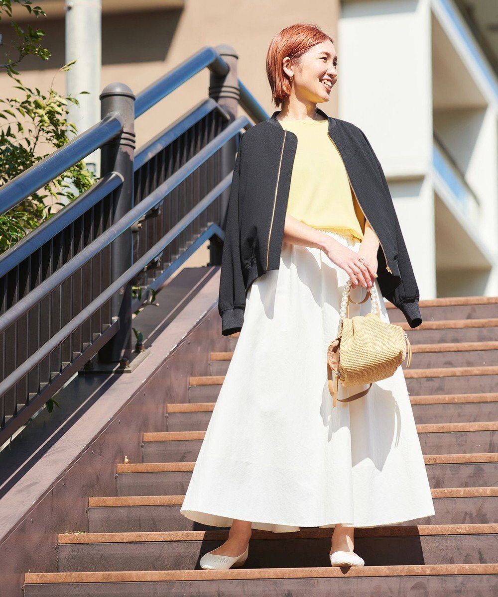 UNFILO 【洗える】撥水ナイロンタフタ ロングスカート 