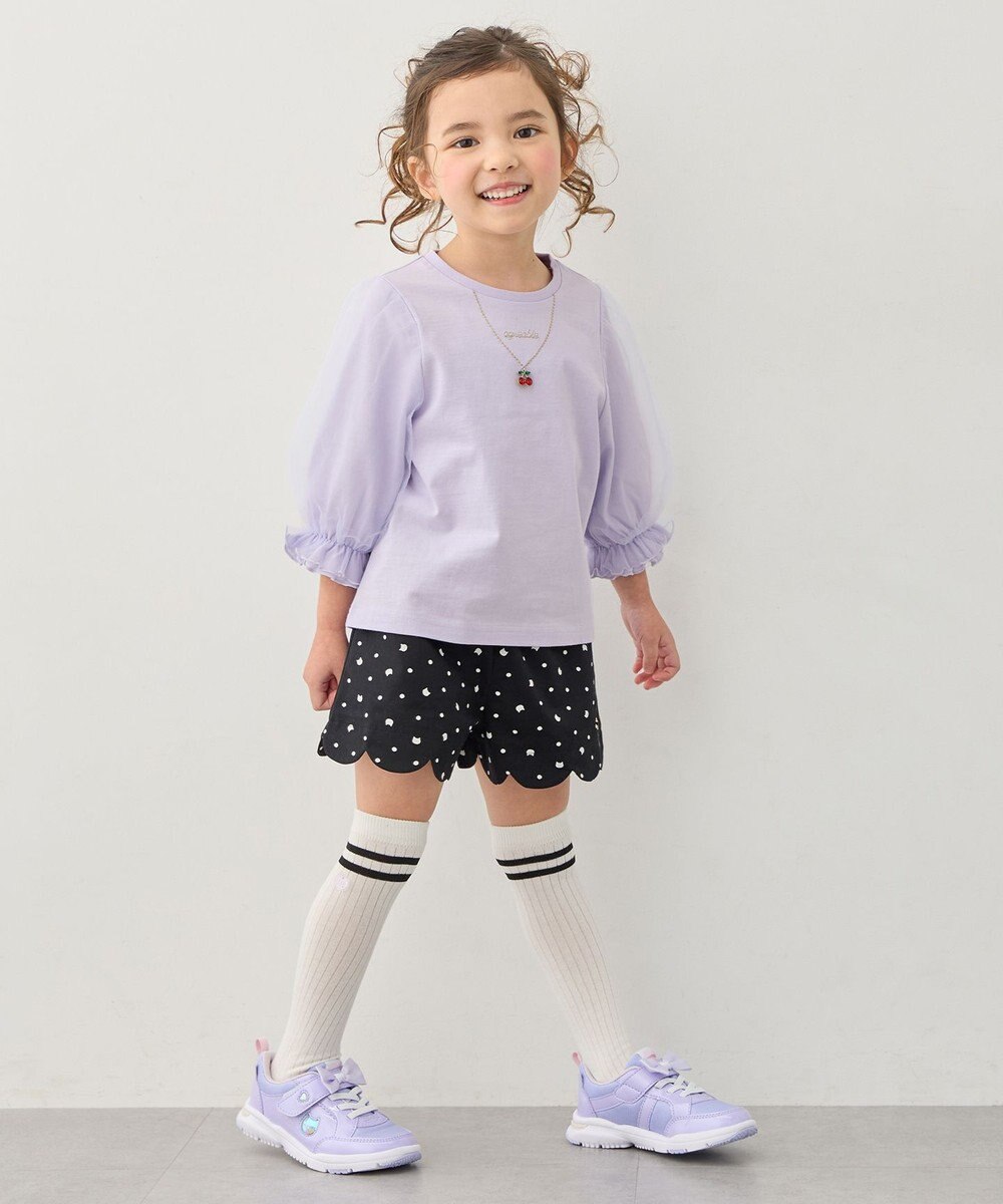 ANY KIDS チュール袖 七分Tシャツ 