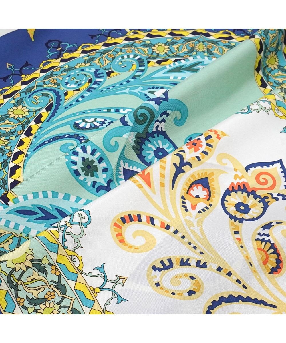 Marca ＜秋の新柄＞【Marcaオリジナル】サークルペイズリー  大判 シルクツイル スカーフ 