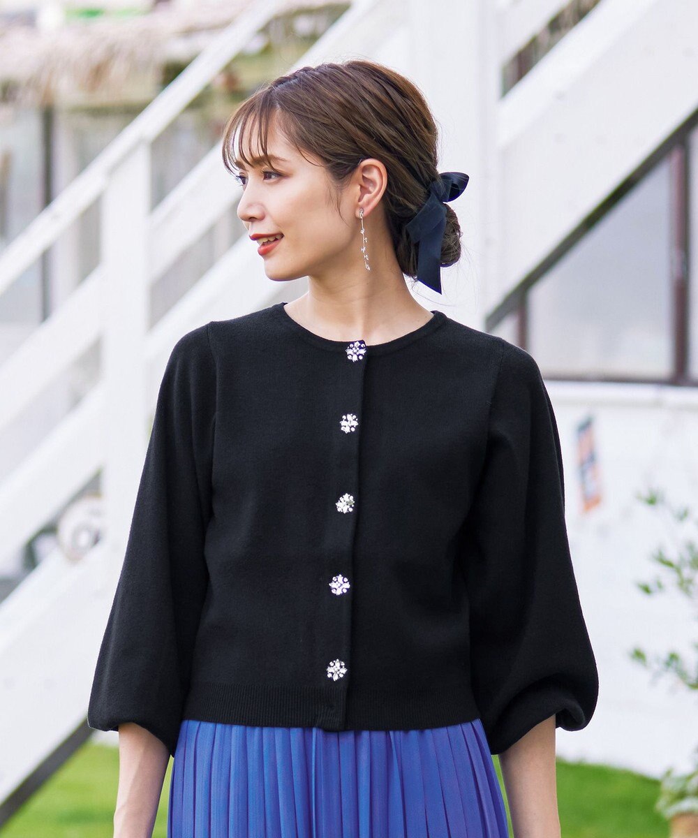 Tiaclasse 【洗える】ビジューニットカーディガン 