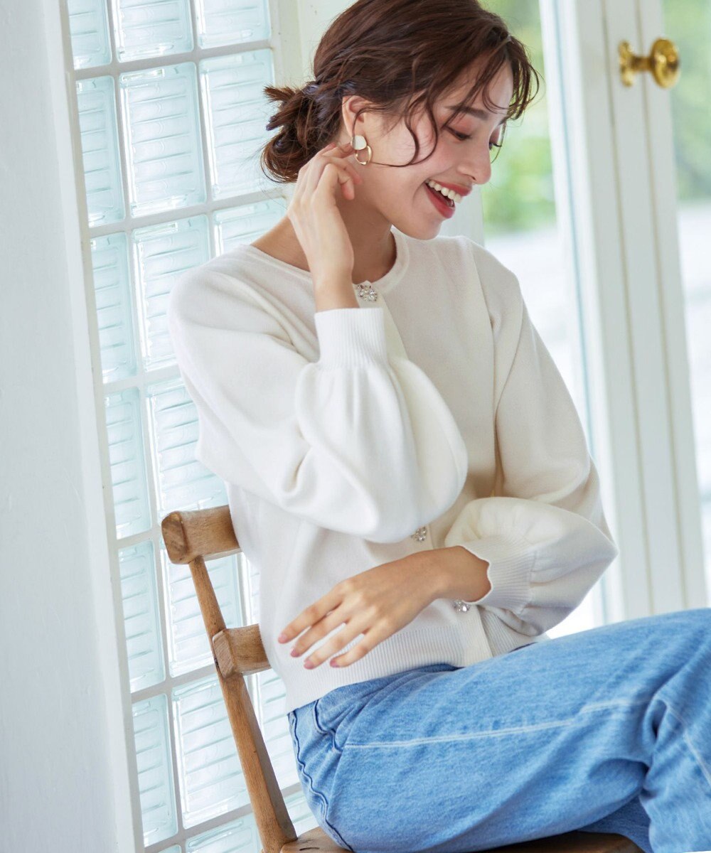 Tiaclasse 【洗える】ビジューニットカーディガン 