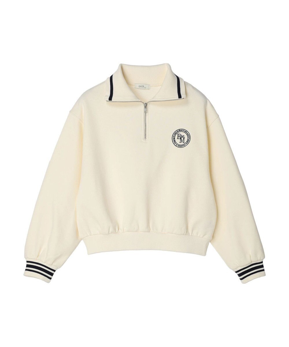 earth music&ecology ハーフＺＩＰサークルロゴ刺繍裏毛プルオーバー 