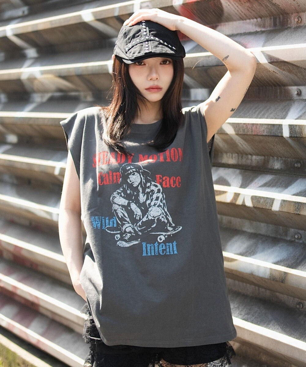 WEGO 【ユニセックス着用ITEM/MLサイズ展開】グラフィックBIGノースリーブ 