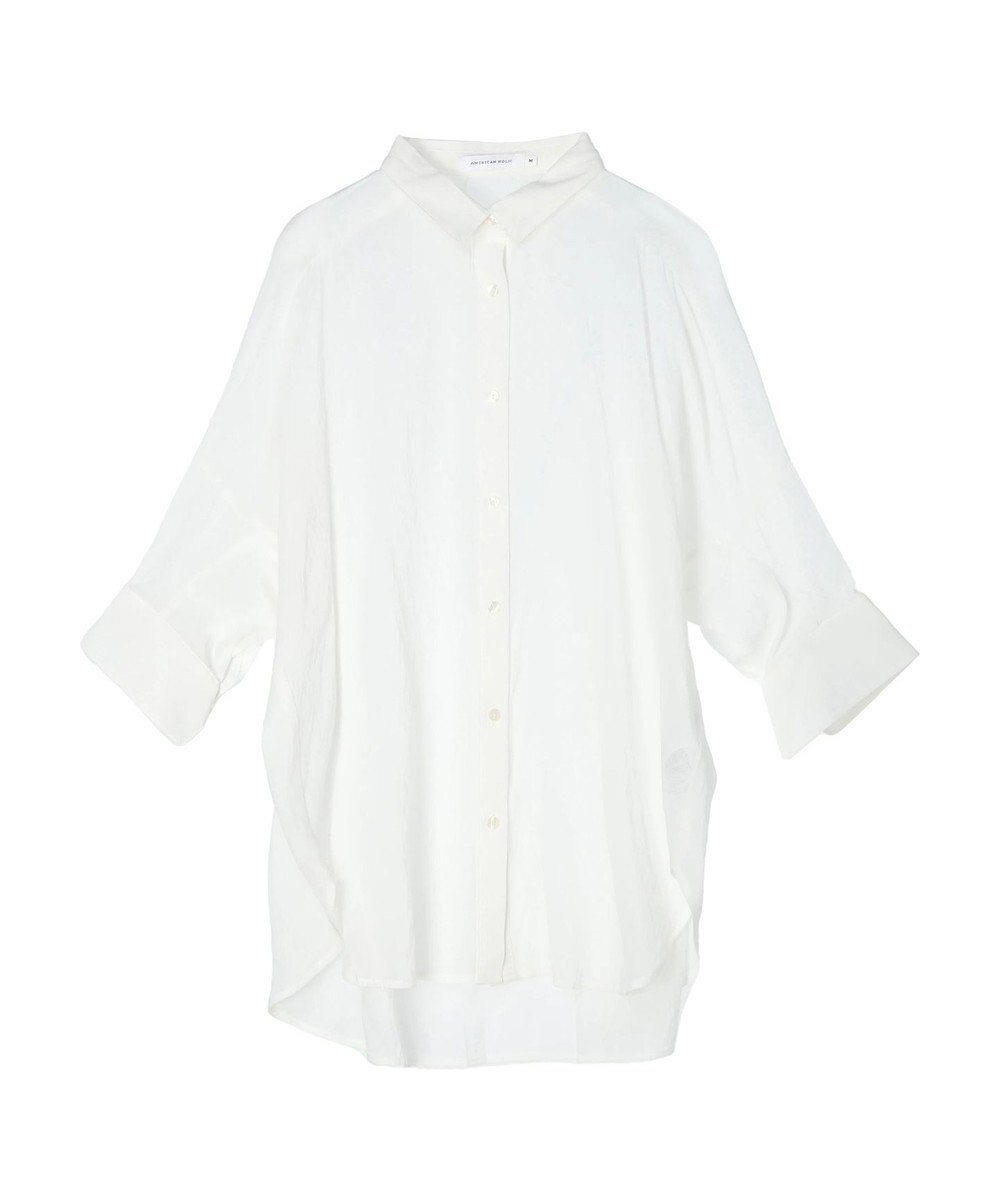 AMERICAN HOLIC 接触冷感５分袖変形ドルマンシアーシャツ 