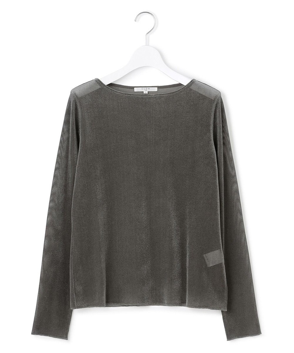 23区 S 【SLOW/一部店舗限定】ブラッシュドチュール メッシュベロア カットソー 