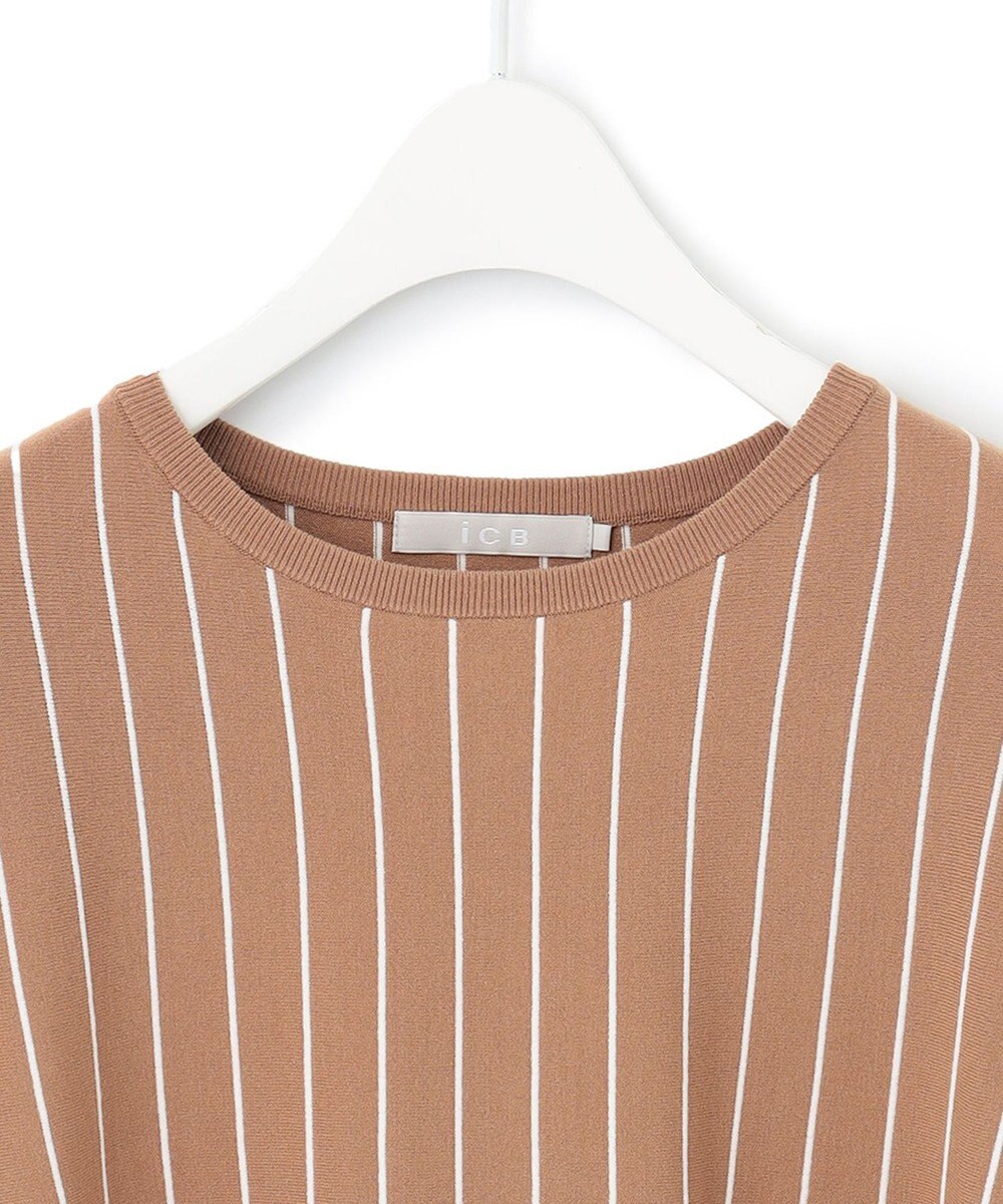 ICB L 【洗える】ヴィスコースワイド ストライプ柄プルオーバー 