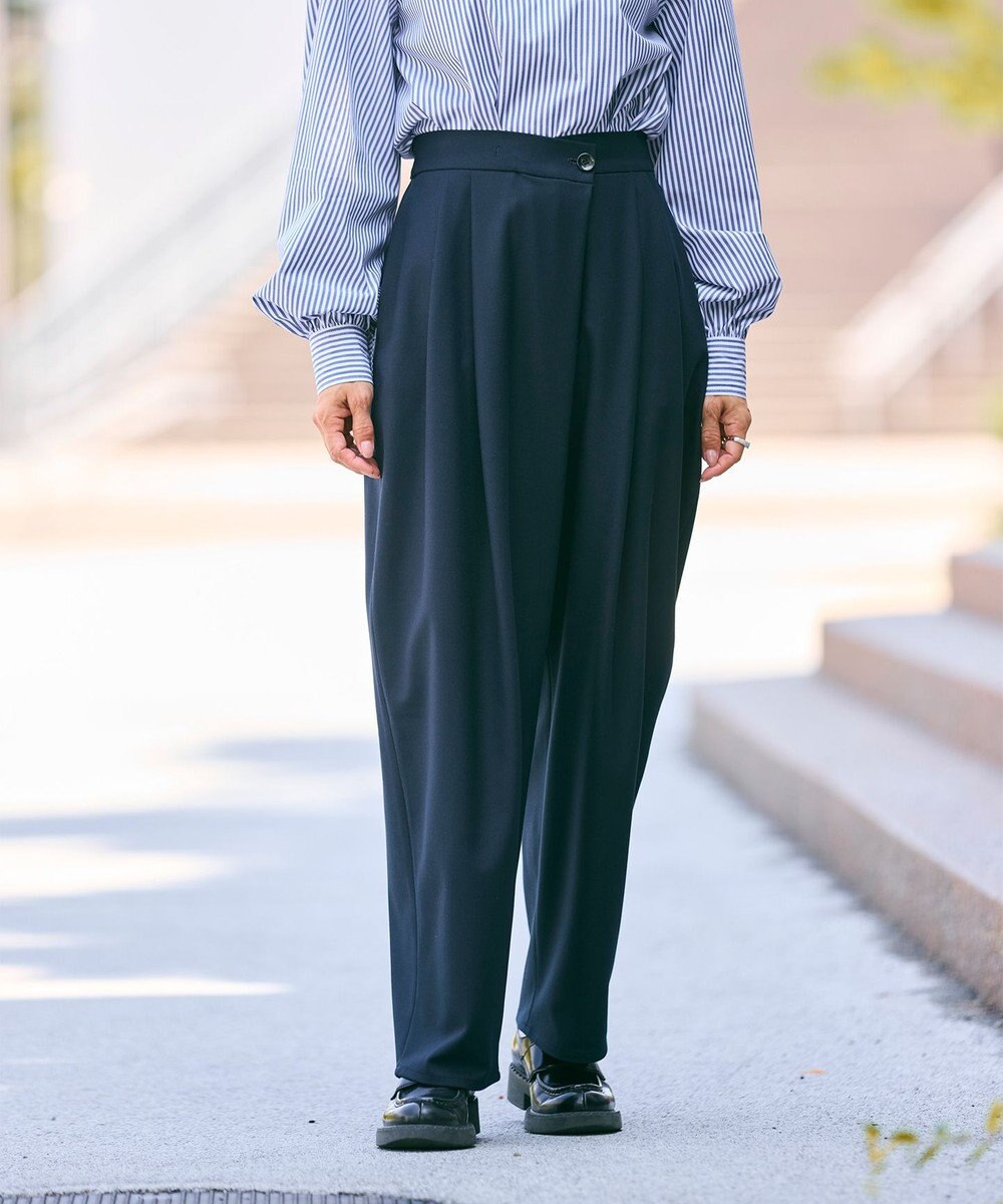 #Newans 【洗える】スラントフロントコクーンパンツ 