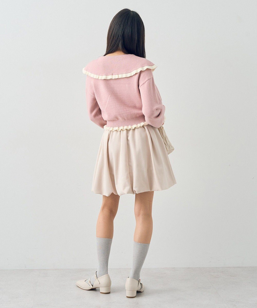 earth music&ecology 配色フリルカラーニットプルオーバー 