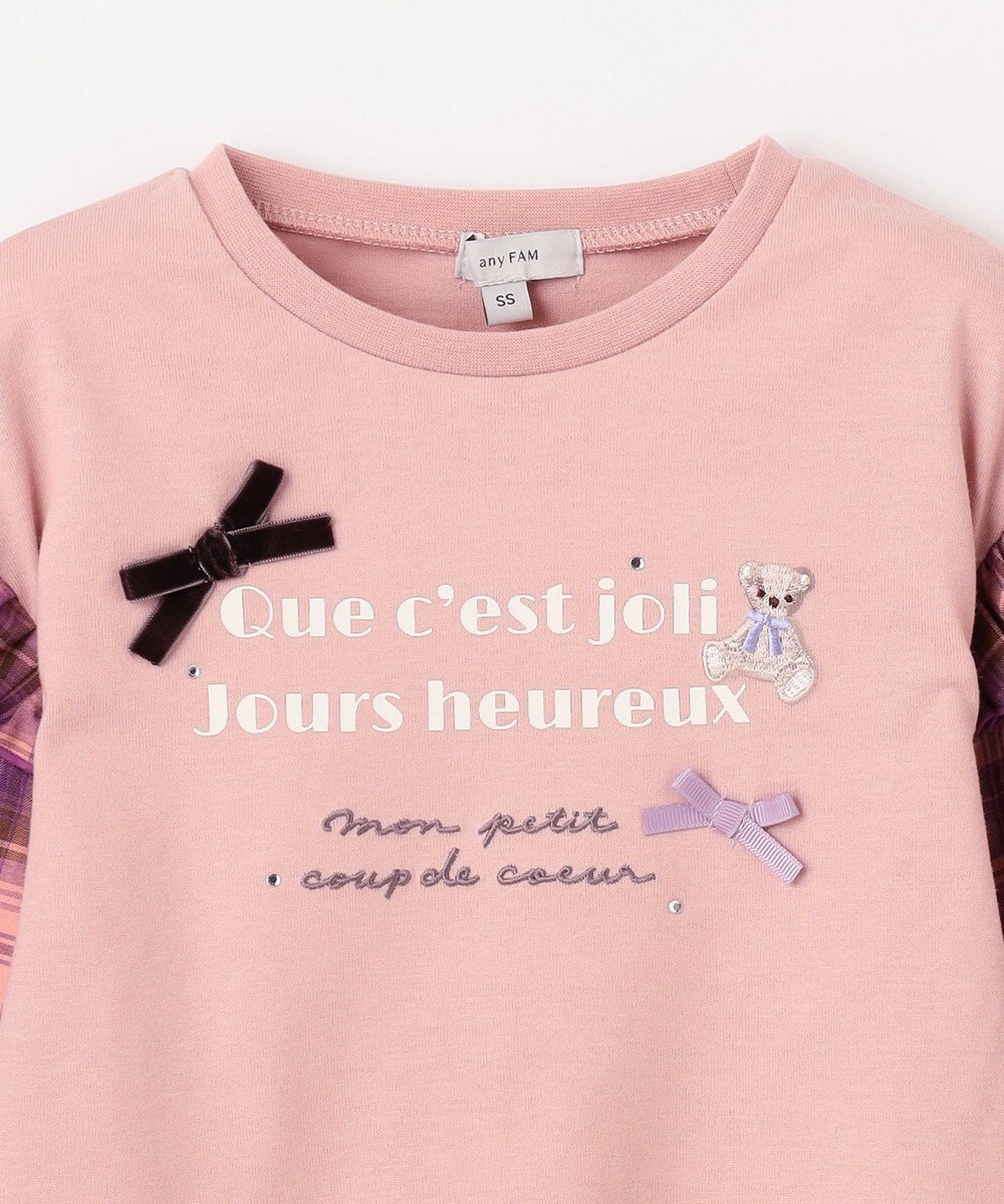 ANY KIDS チェック袖 ドッキング プルオーバー 