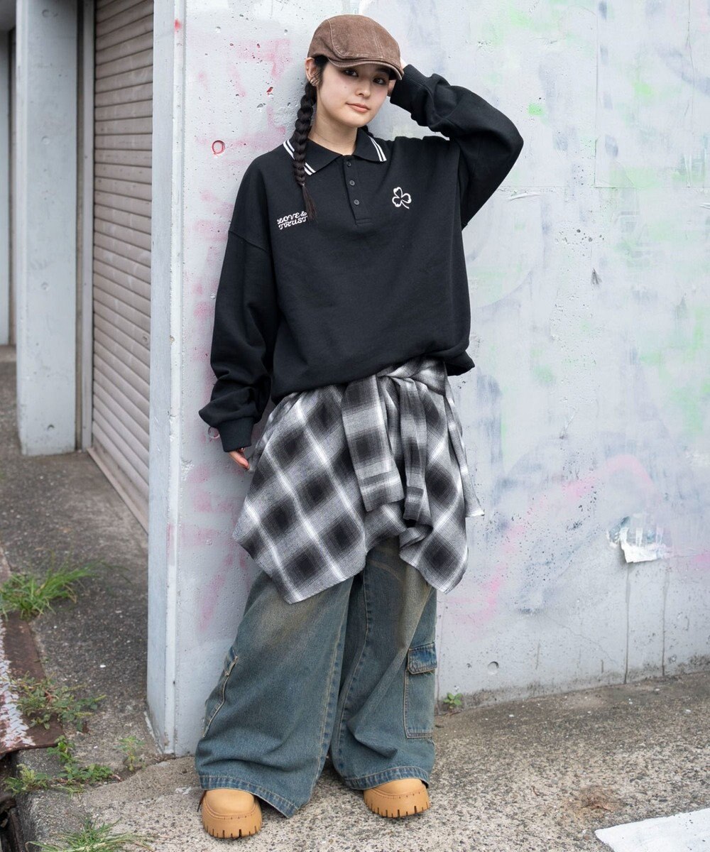 WEGO 【ユニセックス着用ITEM/MLサイズ展開】モチーフロゴポロスウェット 