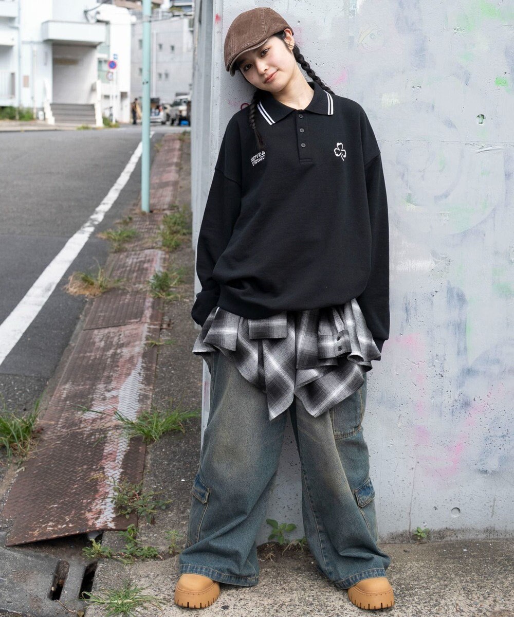 WEGO 【ユニセックス着用ITEM/MLサイズ展開】モチーフロゴポロスウェット 